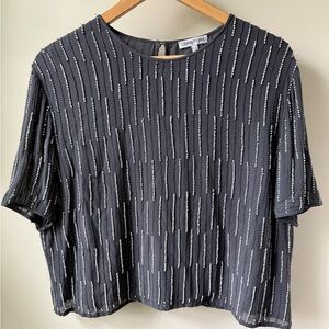 CERRUTI 1881 Beaded Top‎ Luxury Opera Gray Boxy Oversized Baggy Vintage 12